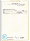 Приложение к сертификату на замок шахты лифта 210/10/40 и 265/11/50